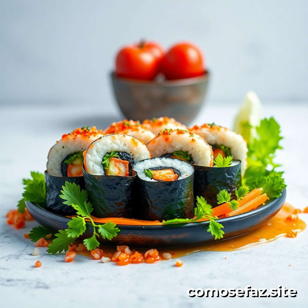 Como fazer um prato de sushi caseiro com ingredientes frescos