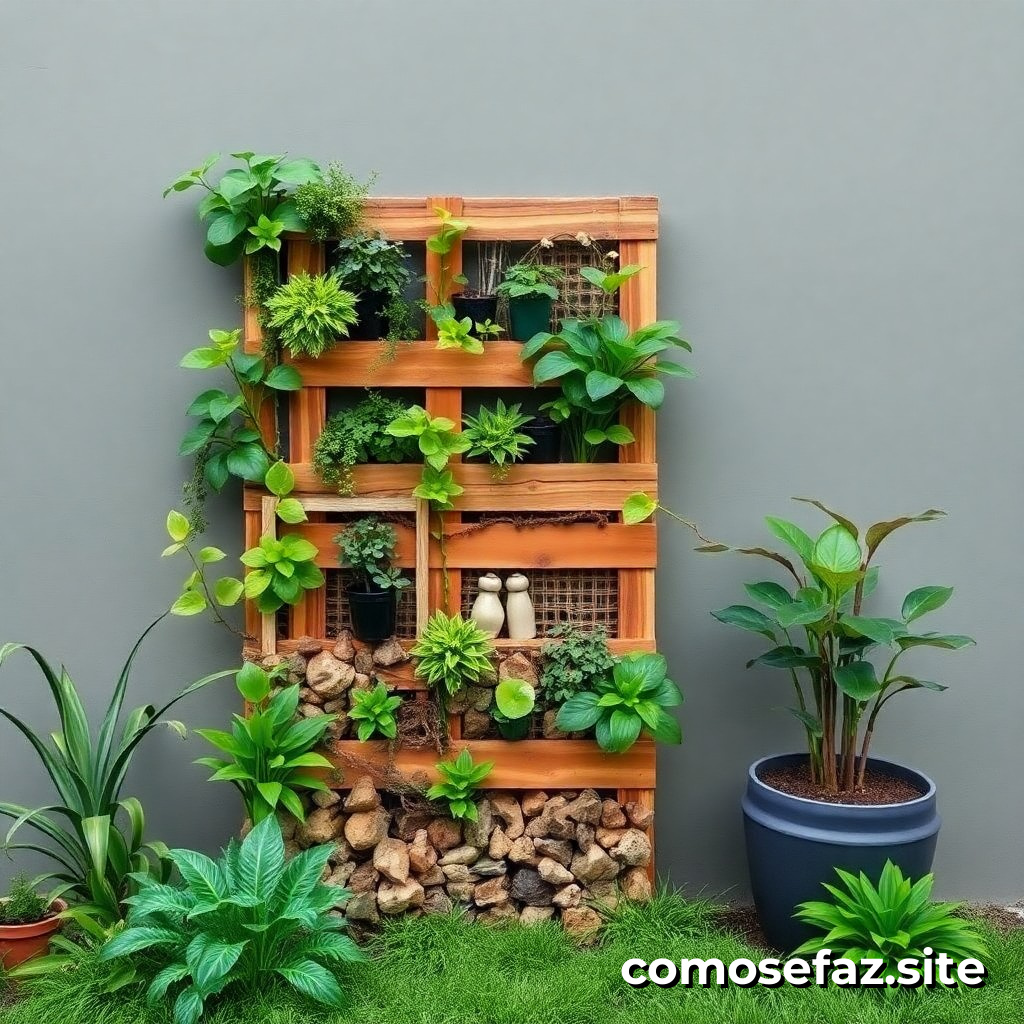 Criando um Jardim Vertical com Materiais Reciclados e Plantas Purificadoras de Ar