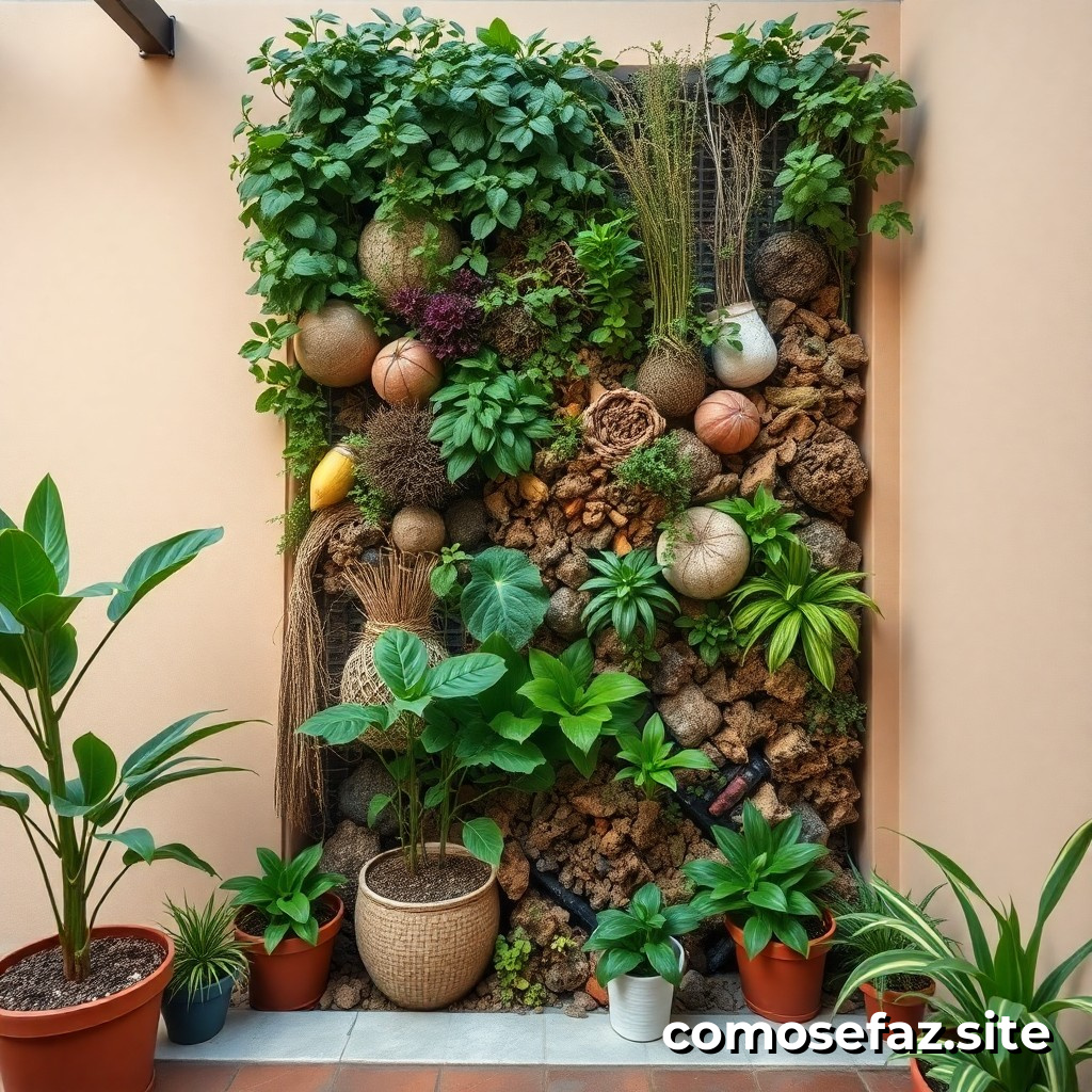 Criando um jardim vertical com materiais reciclados para decorar e purificar o ar