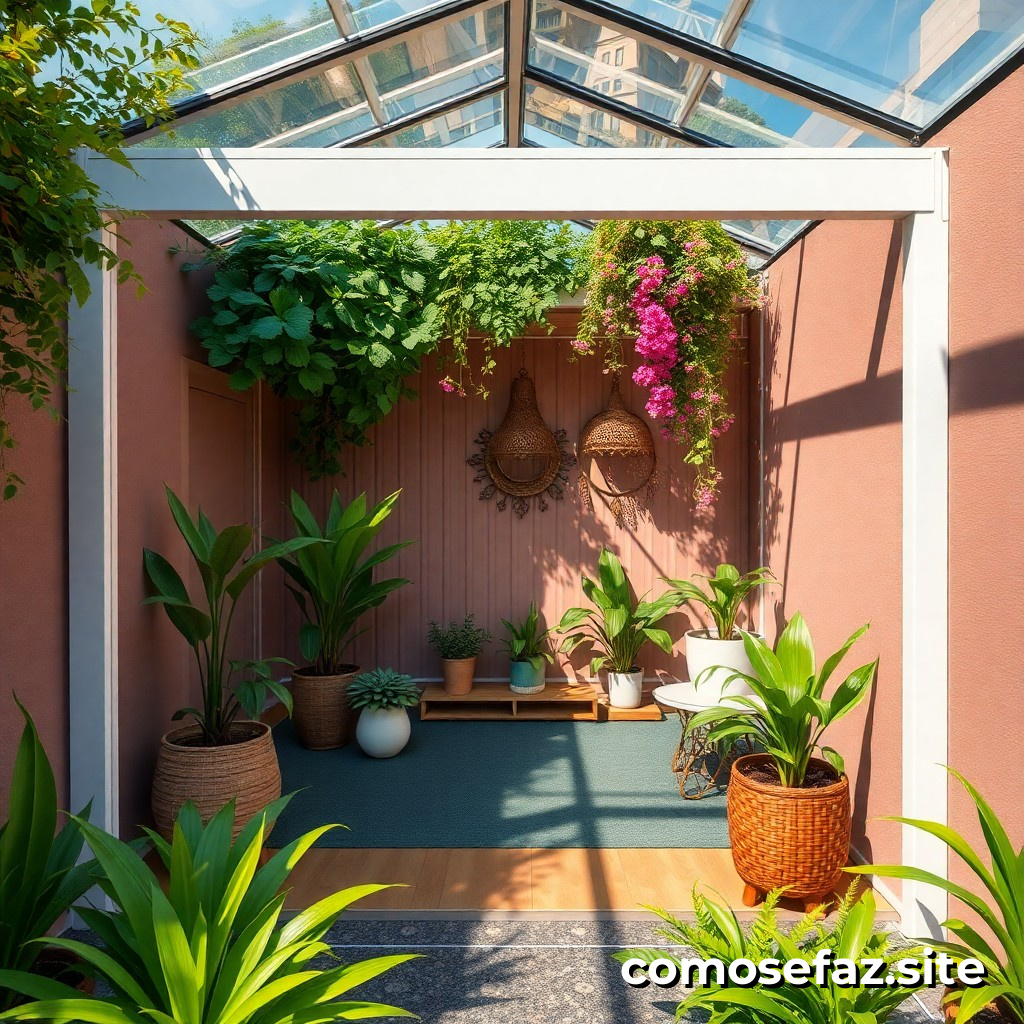Criando um terrário em um frasco de vidrio com plantas e decoraciones