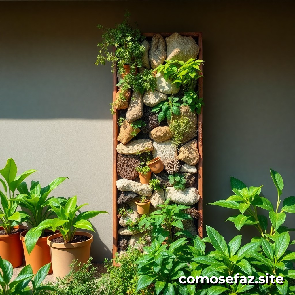 Crie um jardim vertical com materiais reciclados para purificar o ar em sua casa