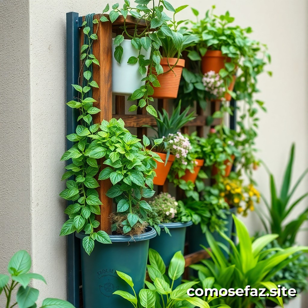 Haciendo un DIY de un jardín vertical con materiales reciclados