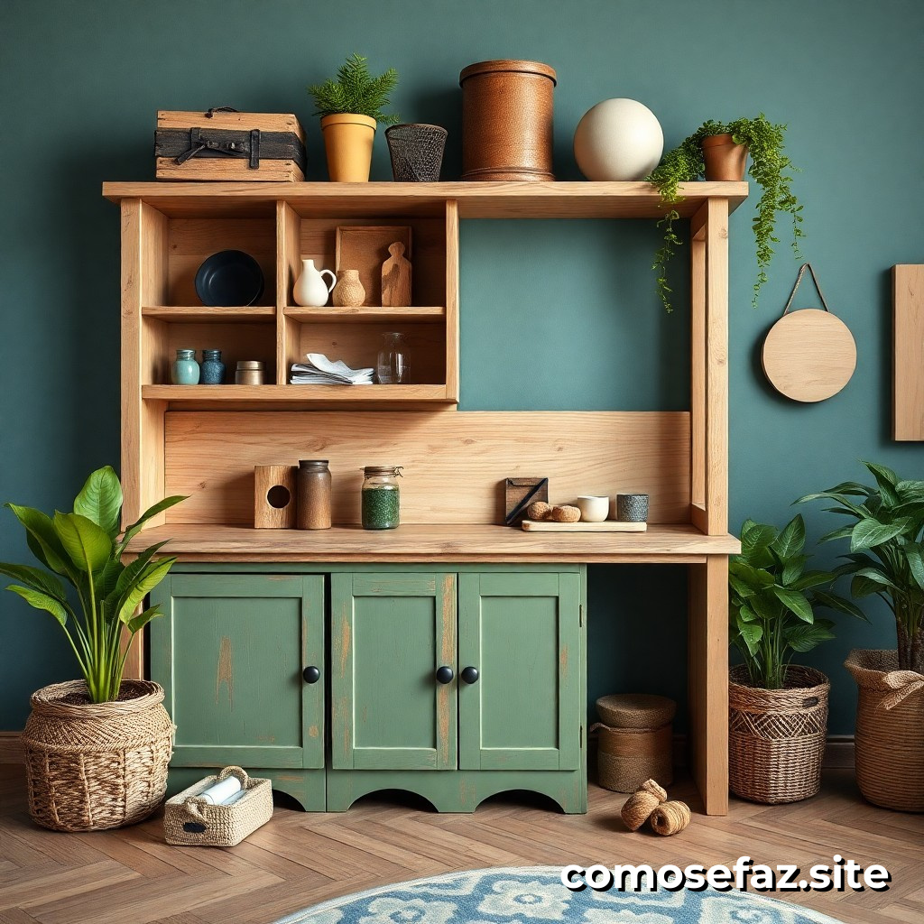 Haciendo un mueble de bricolaje con materiais reciclados para decorar mi hogar