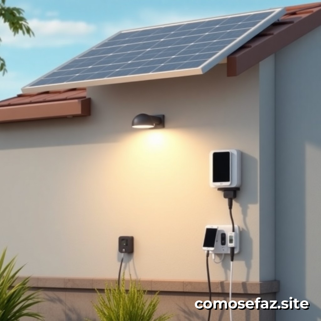 Instalación de un sistema de energía solar para cargar dispositivos móviles en el exterior
