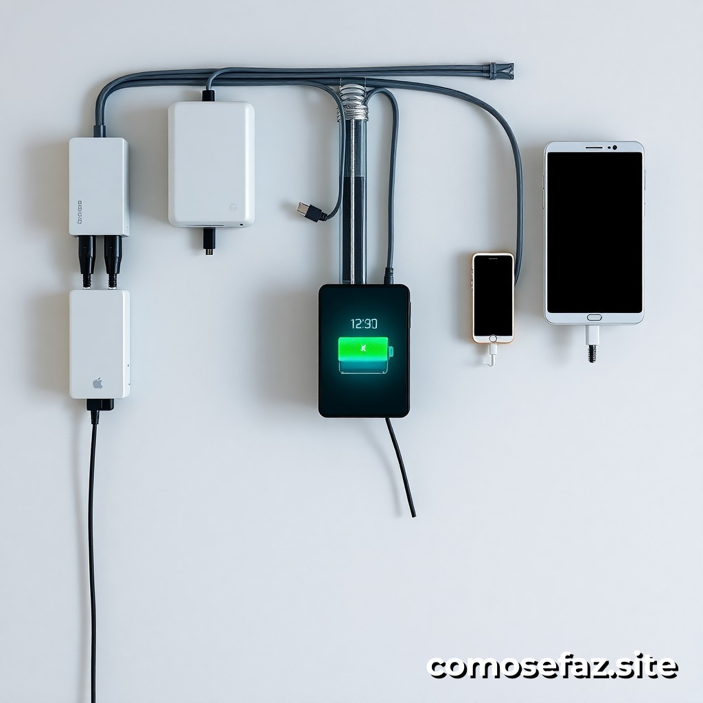 Instalando um sistema de carregamento de bateria para dispositivos móveis em casa