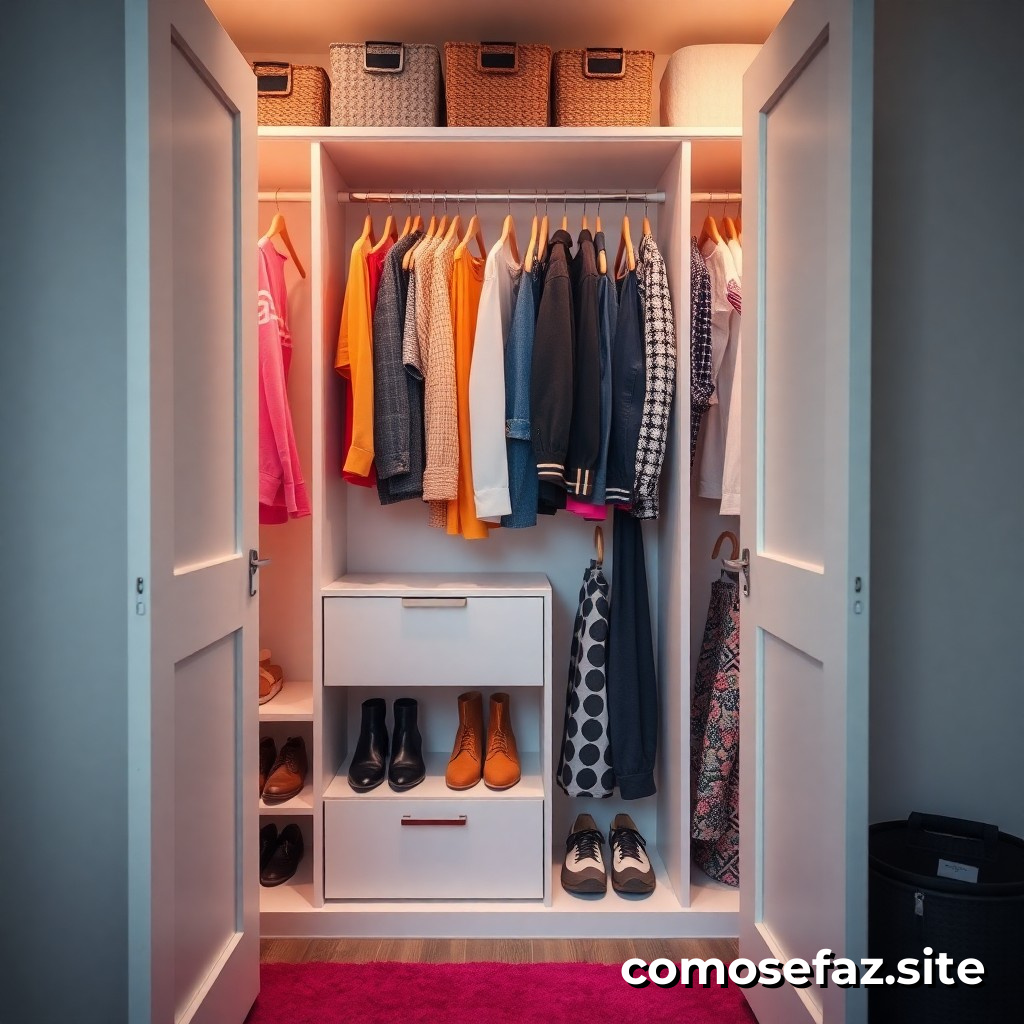 Organizando um Espaço de Armazenamento de Roupas em um Closet Pequeno com Dicas de DIY