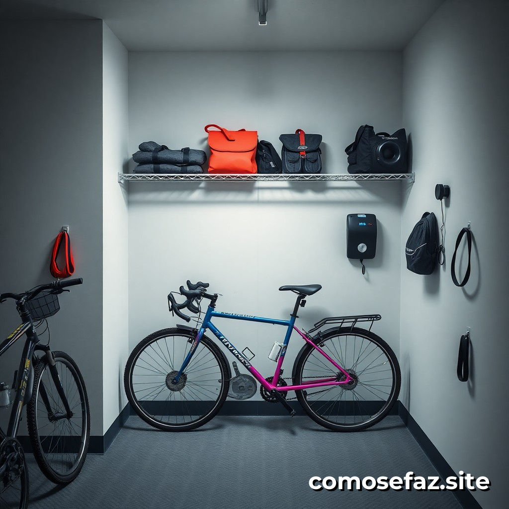 Organizando um espaço de armazenamento para bicicletas e acessórios