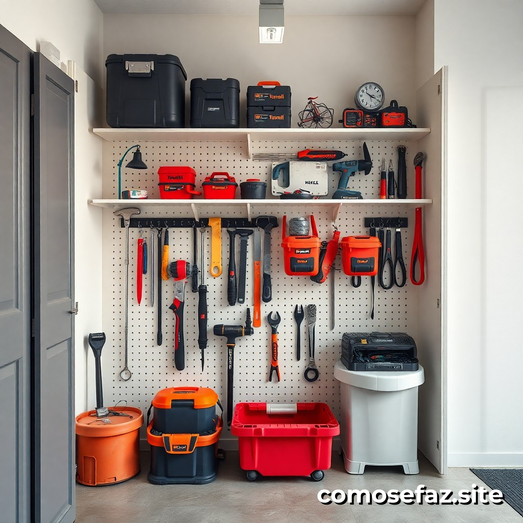 Organizando um espaço de armazenamento para ferramentas e equipamentos de manutenção em casa