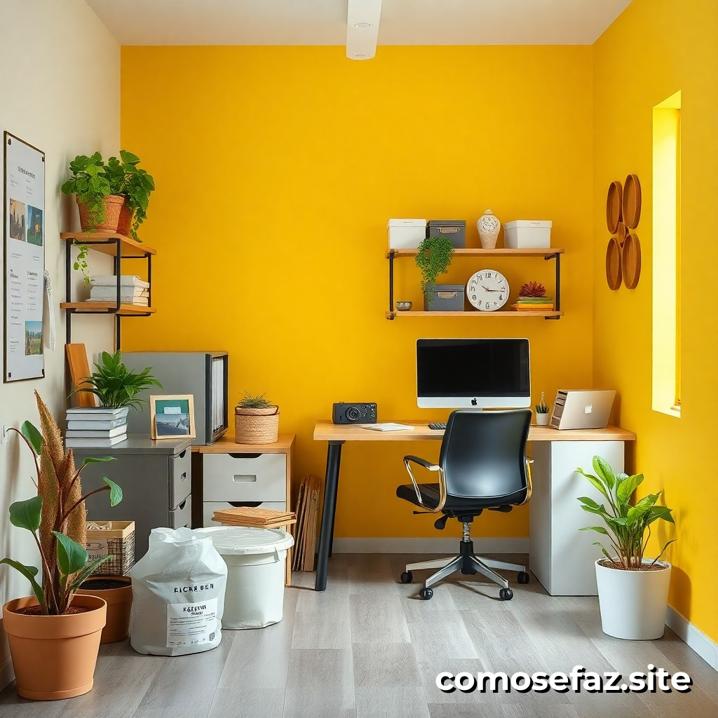 Organizando um Espaço de Trabalho Eficiente em um Ambiente Pequeno com Recursos Reciclados