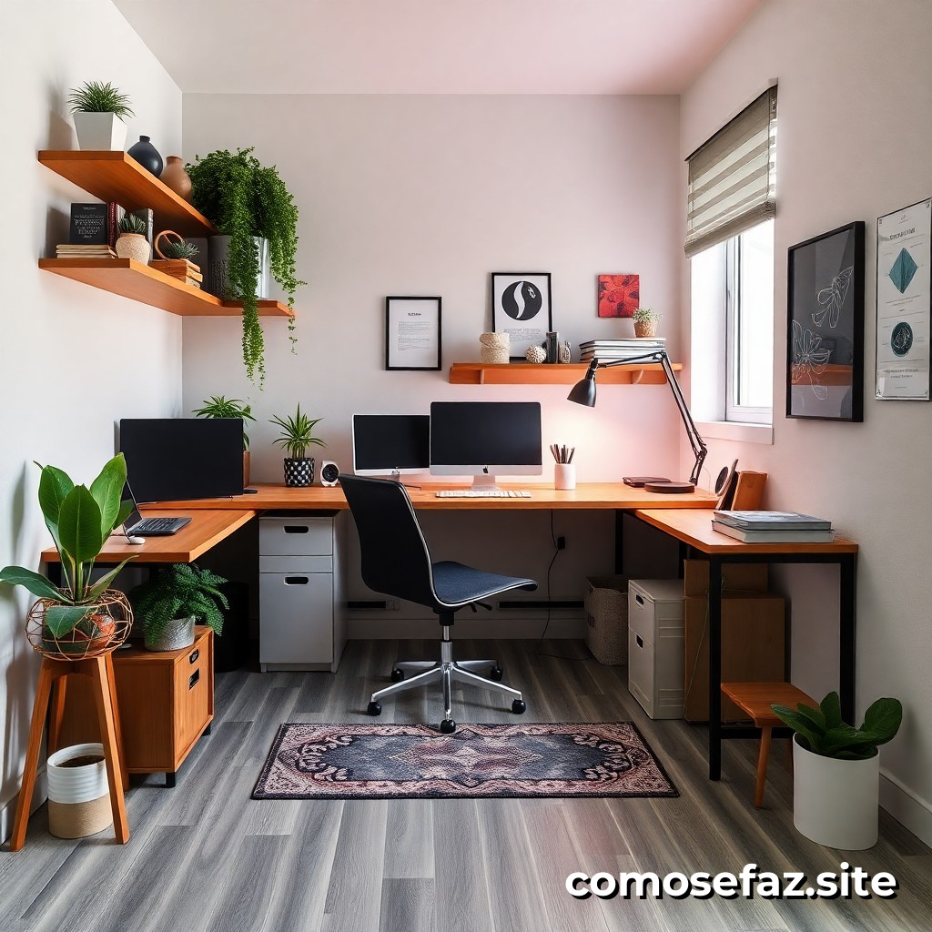 Organizando um espaço de trabalho eficiente em um quarto pequeno