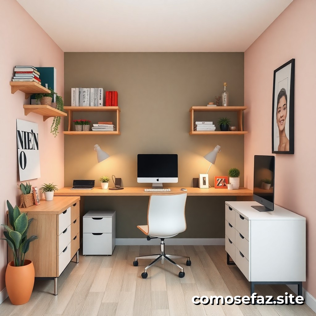 Organizando um Espaço de Trabalho Eficiente em um Quarto Pequeno com Móveis Multifuncionais