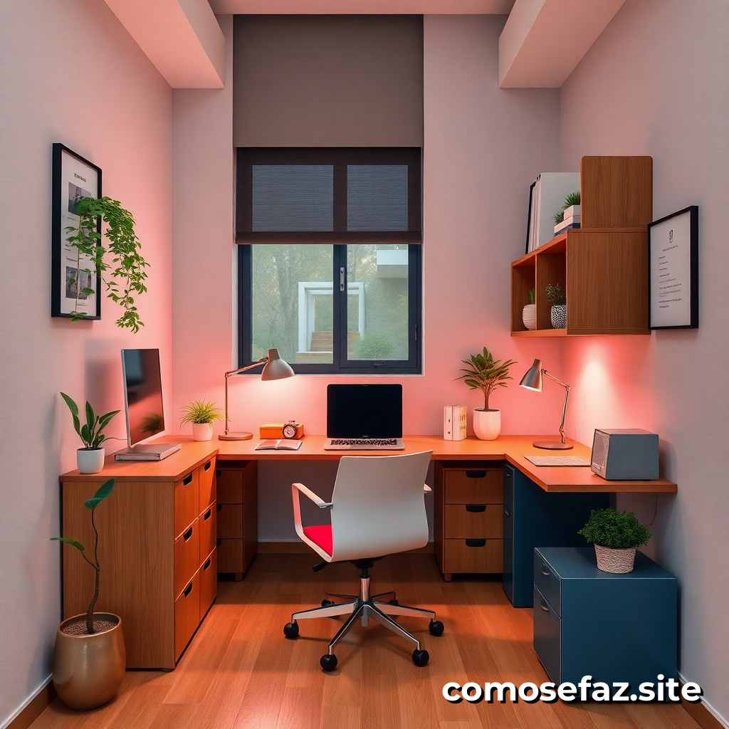 Organizando um Espaço de Trabalho Eficiente em um Quarto Pequeno com Mobiliário Multifuncional