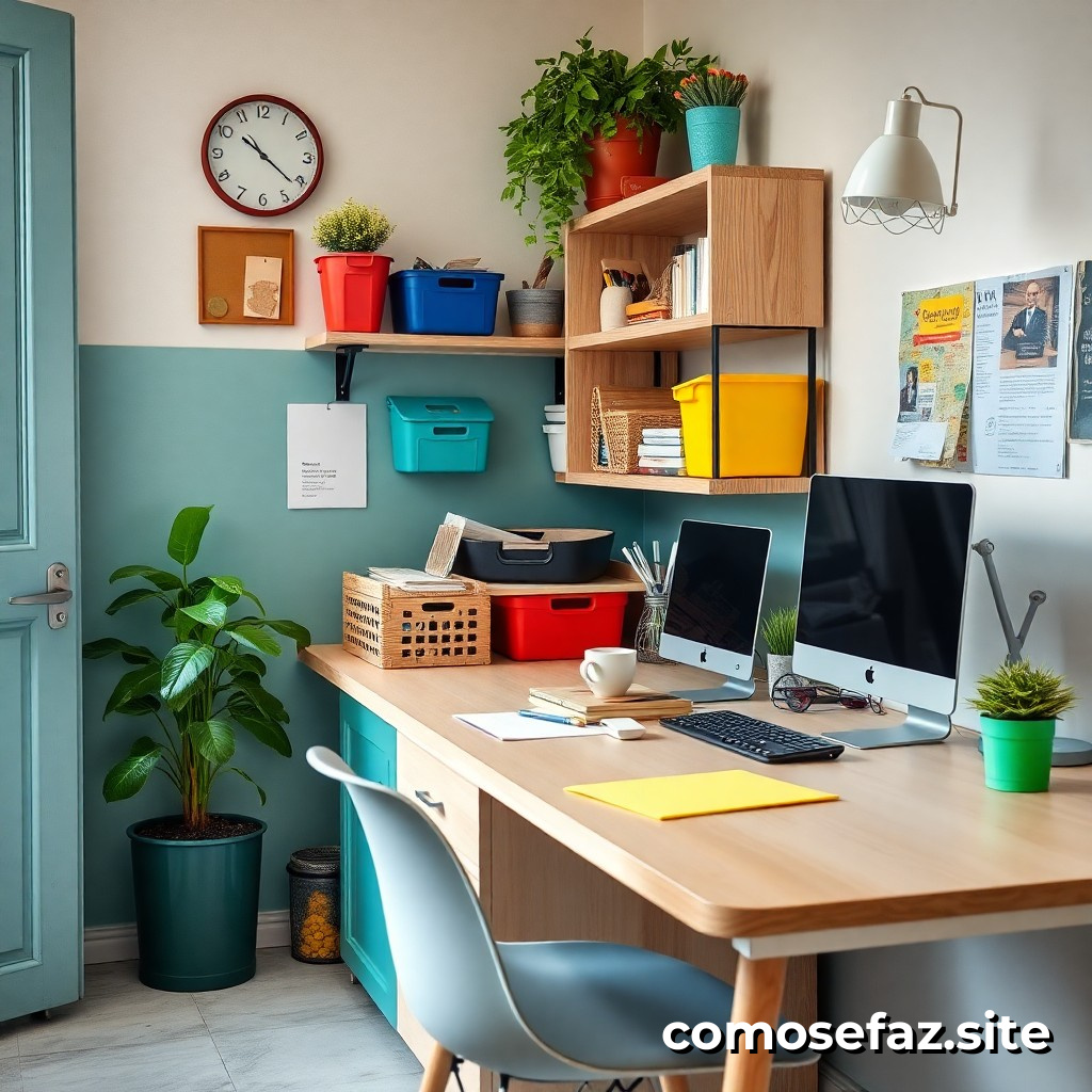 Organizando um espaço de trabalho em casa com materiais reciclados e sustentáveis