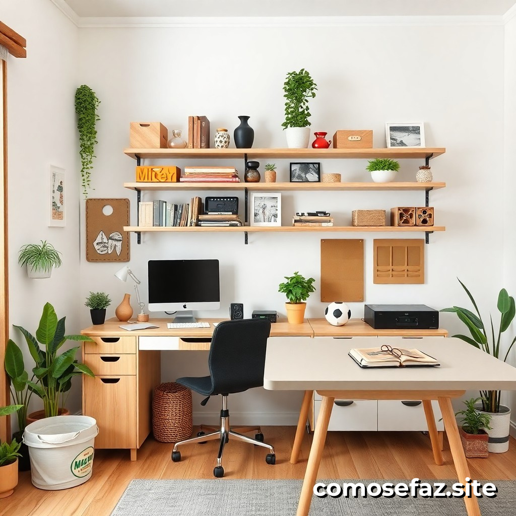 Organizando um Espaço de Trabalho em Casa para Aumentar a Produtividade e a Criatividade com Materiais Reciclados