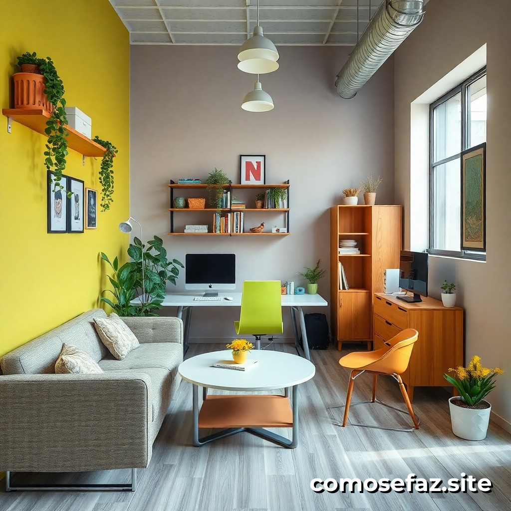 Organizando um Espaço de Trabalho em um Ambiente Pequeno com Móveis Reciclados