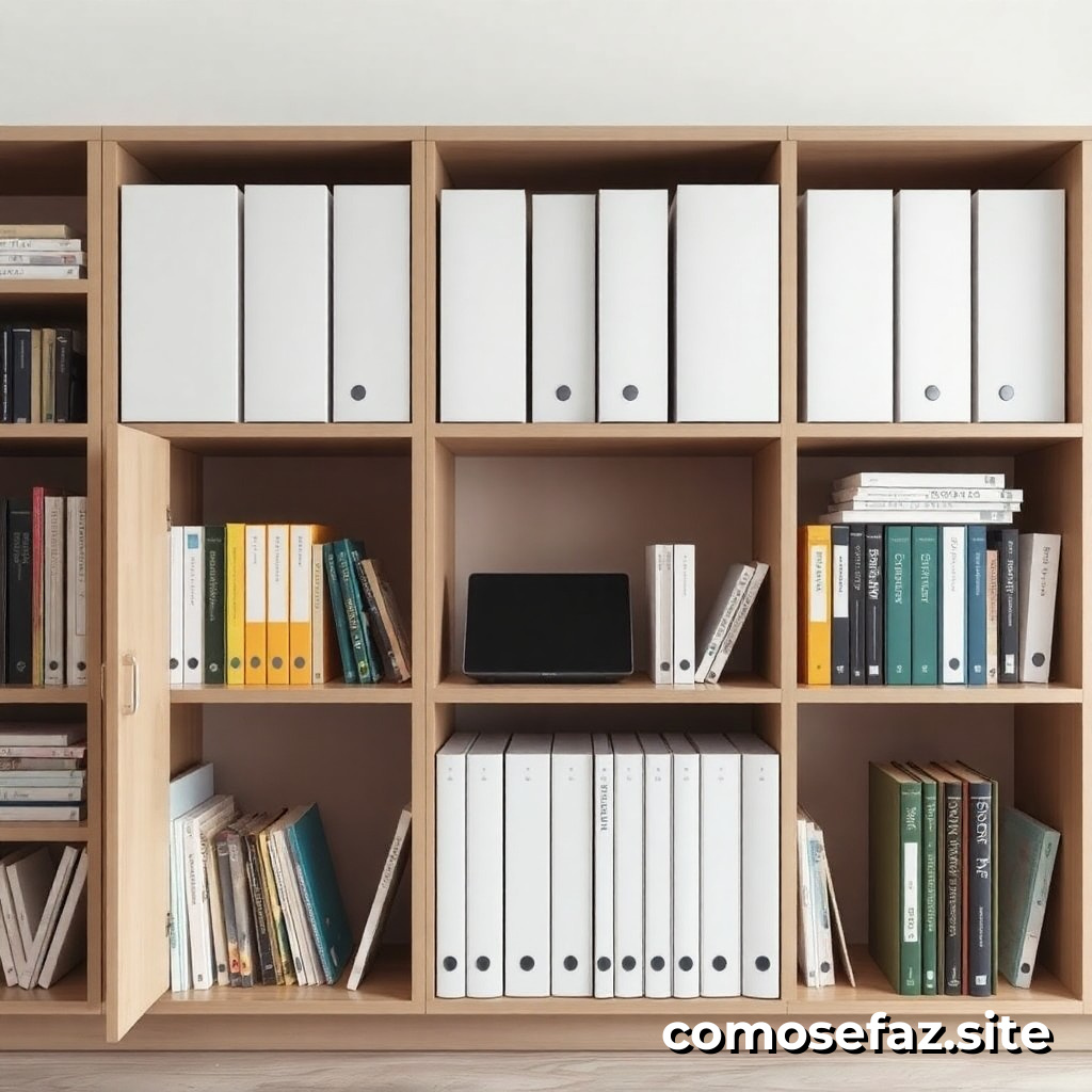 Organizando um sistema de armazenamento de livros e documentos para maximizar o espaço