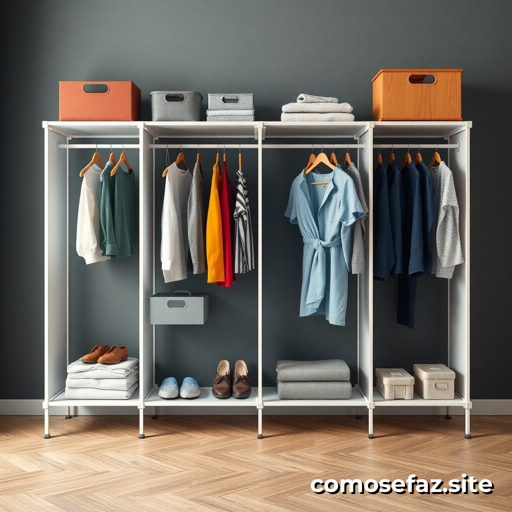 Organizando um sistema de armazenamento de roupas para pequenos espaços