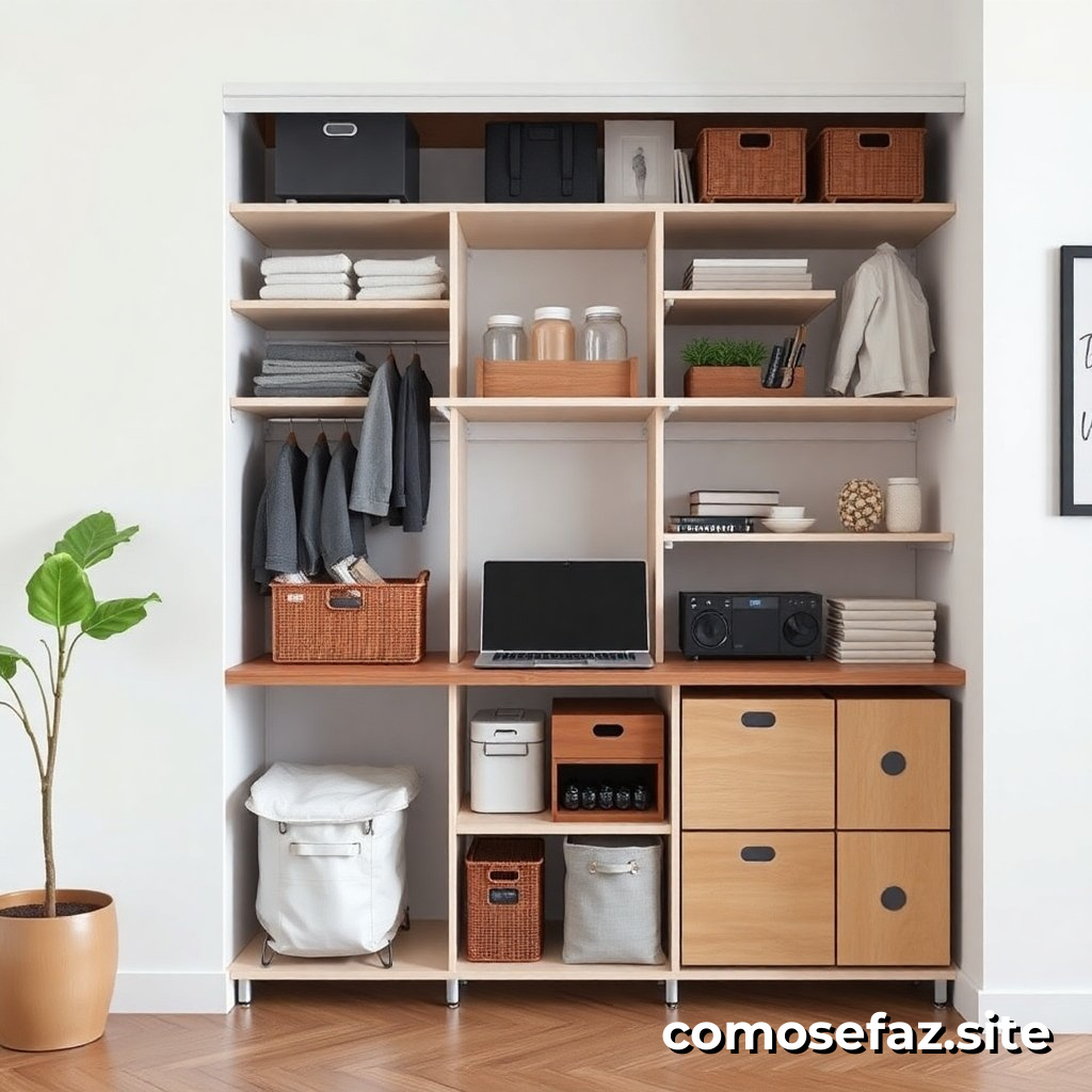 Organizando um sistema de armazenamento eficiente para minha casa, incluindo dicas para reduzir o desperdício e economizar espaço