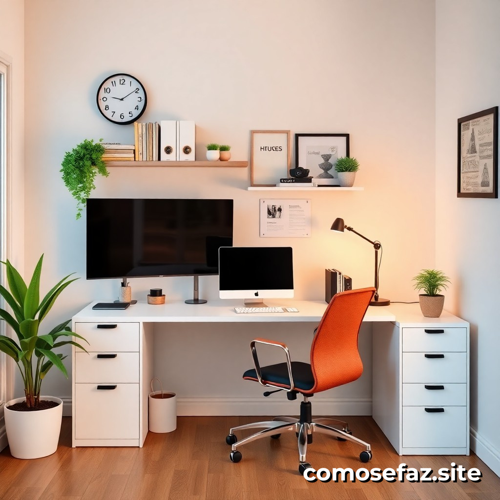 Organizando un espacio de trabajo en casa para personas que trabajan remotamente, incluyendo consejos de productividad y ergonomía