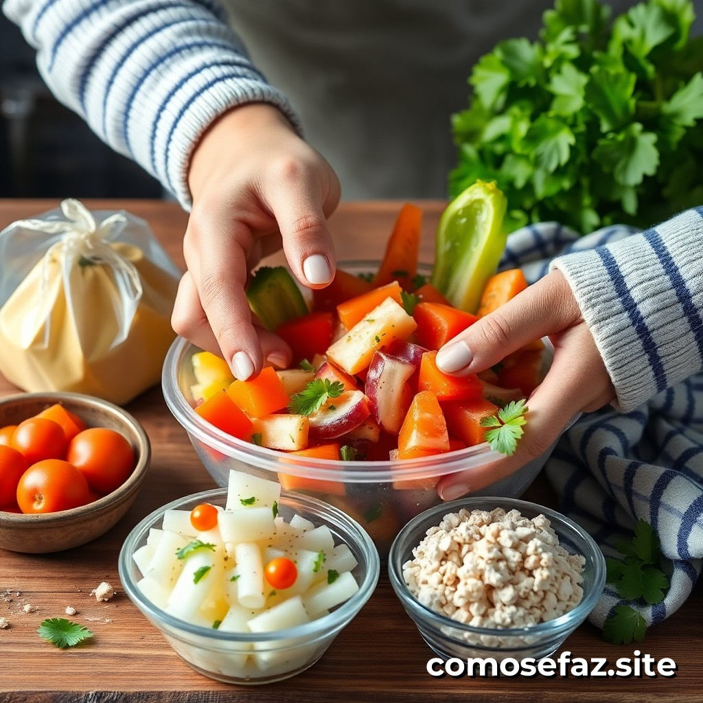 Preparando comidas congeladas saludables y económicas para la semana utilizando ingredientes de temporada