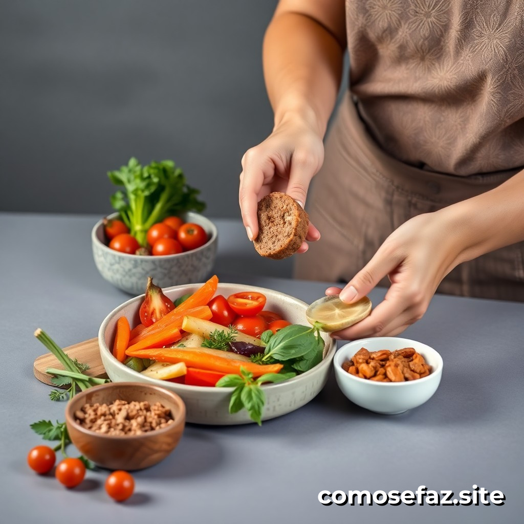Preparando refeições saudáveis e econômicas para a semana utilizando ingredientes em estoque