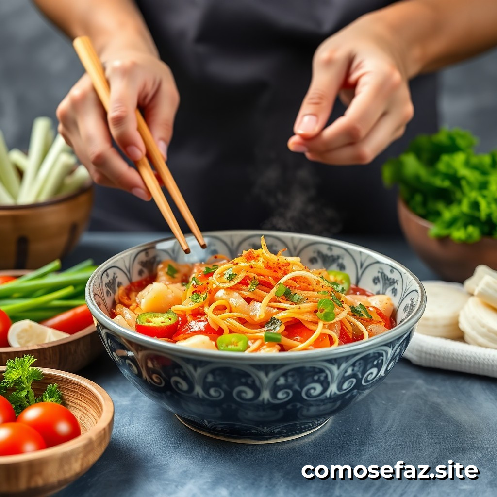 Preparando um Delicioso Prato de Comida Japonesa com Ingredientes Frescos e Econômicos