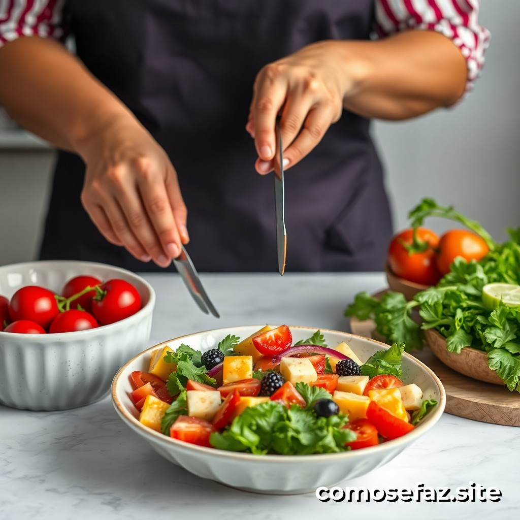 Preparando um Delicioso Prato de Comida Saudável com Ingredientes da Estação: Uma Receita de Salada de Frutas e Legumes
