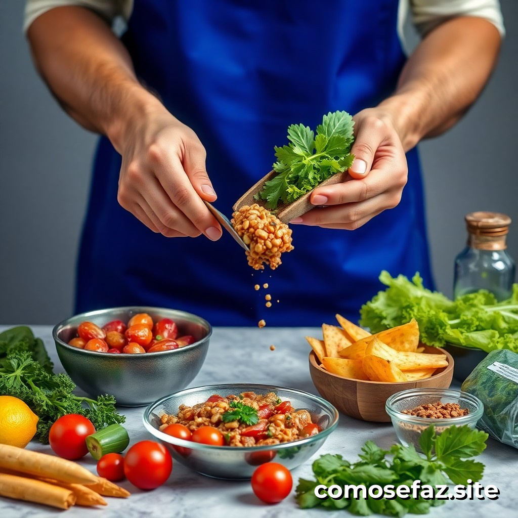 Preparando um Delicioso Prato de Comida Saudável com Ingredientes da Estação
