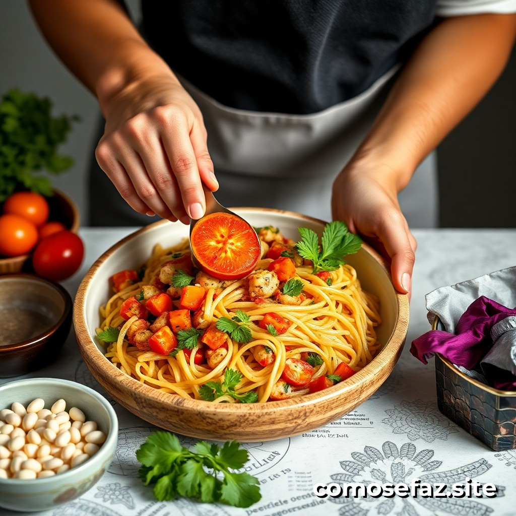 Preparando um Delicioso Prato de Comida Vegetariana com Ingredientes da Estação