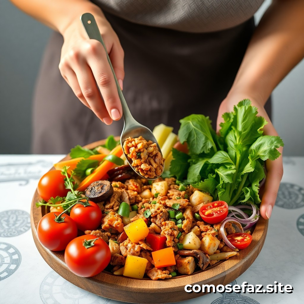 Preparando um Delicioso Prato de Comida Vegetariana com Ingredientes Frescos e Econômicos