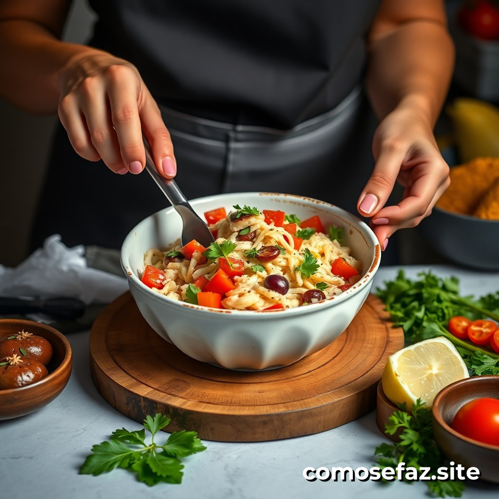 Preparando um Delicioso Prato de Comida Vegetariana com Ingredientes Orgânicos