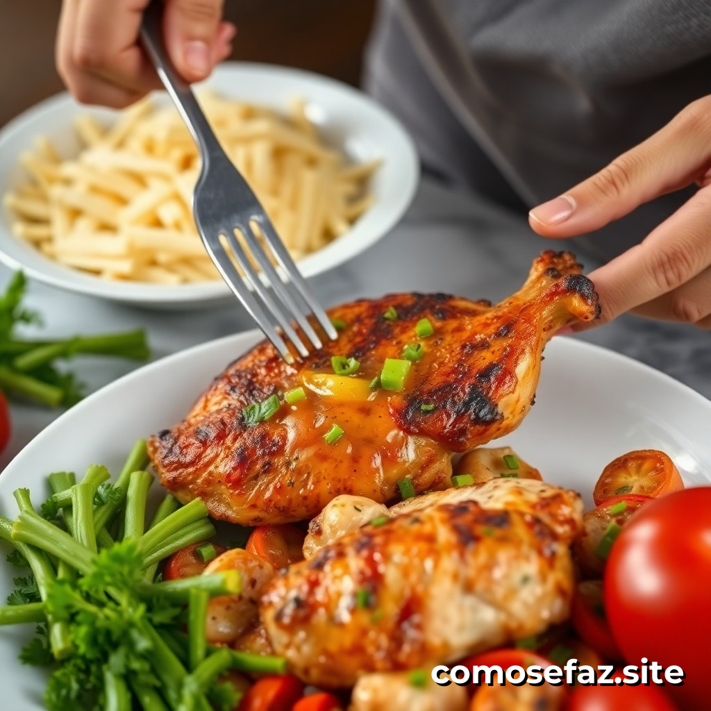 Preparando um Delicioso Prato de Frango Grelhado com Legumes Frescos