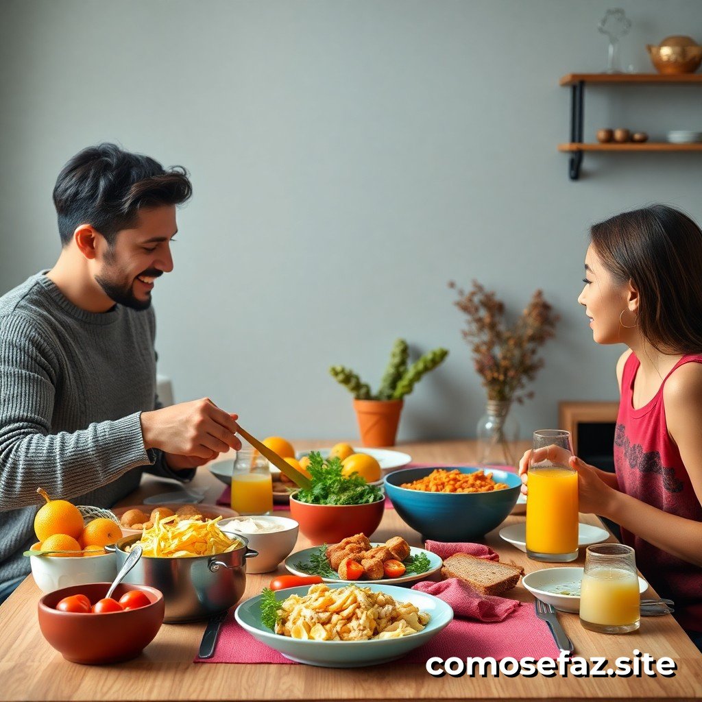 Preparando um desayuno saudável e econômico para a família