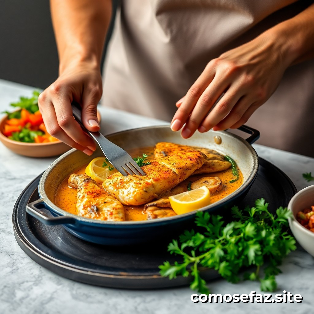 Preparando um prato de comida brasileira clássico: moqueca de peixe