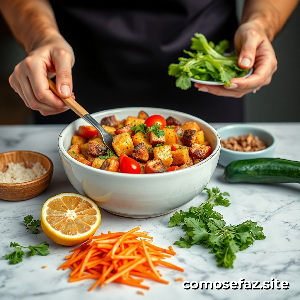 Preparando um prato de comida brasileira com ingredientes da estação