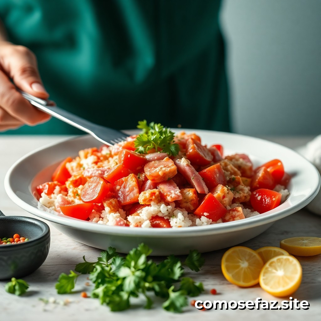 Preparando um prato de comida congelada saudável e econômica para a semana