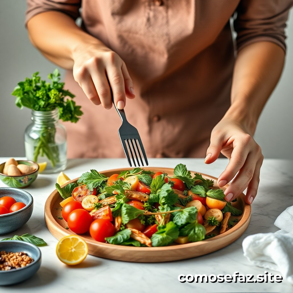 Preparando um prato de comida funcional com ingredientes anti-inflamatórios
