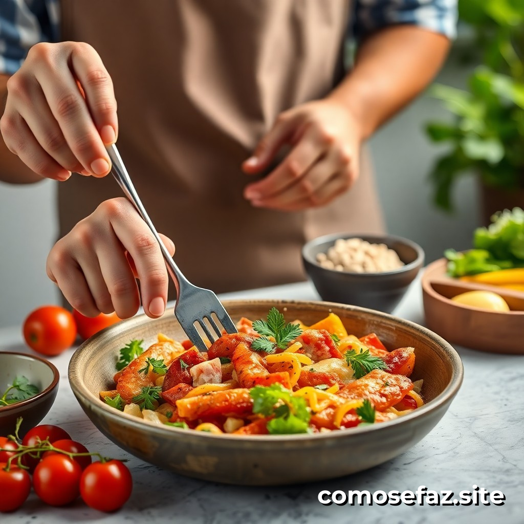 Preparando um Prato de Comida Funcional com Ingredientes de Estação