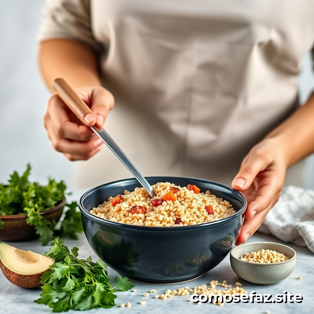 Preparando um Prato de Comida Saudável com Abobrinha e Quinoa