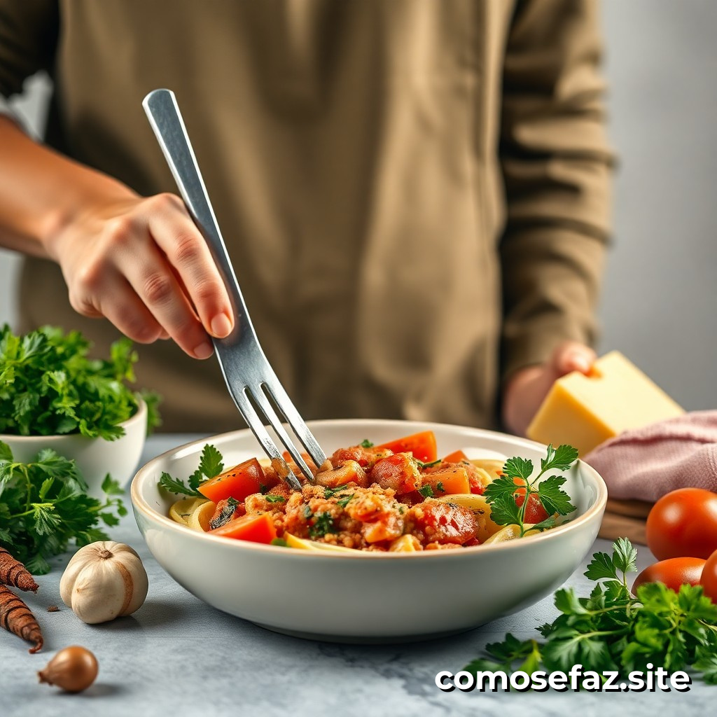 Preparando um Prato de Comida Saudável com Ingredientes Básicos
