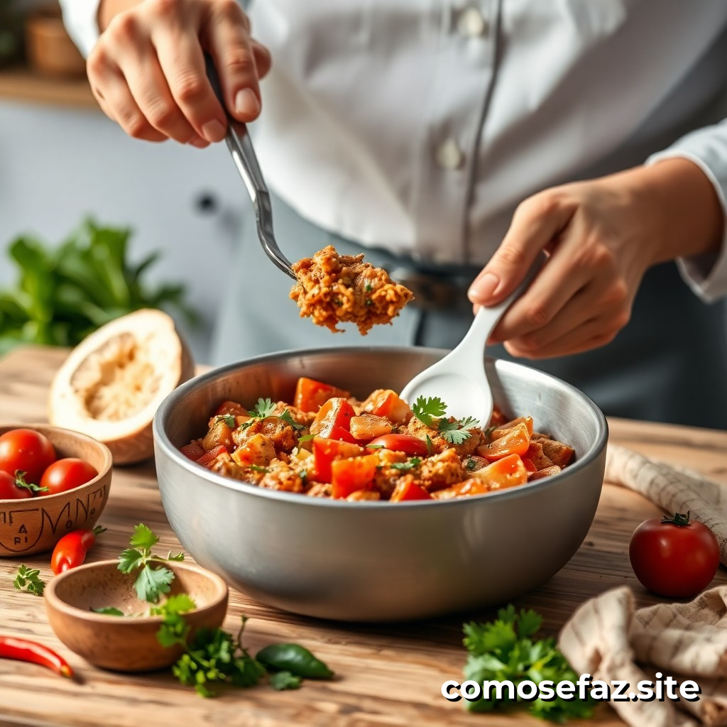 Preparando um Prato de Comida Saudável com Ingredientes de Estação e Sem Glúten