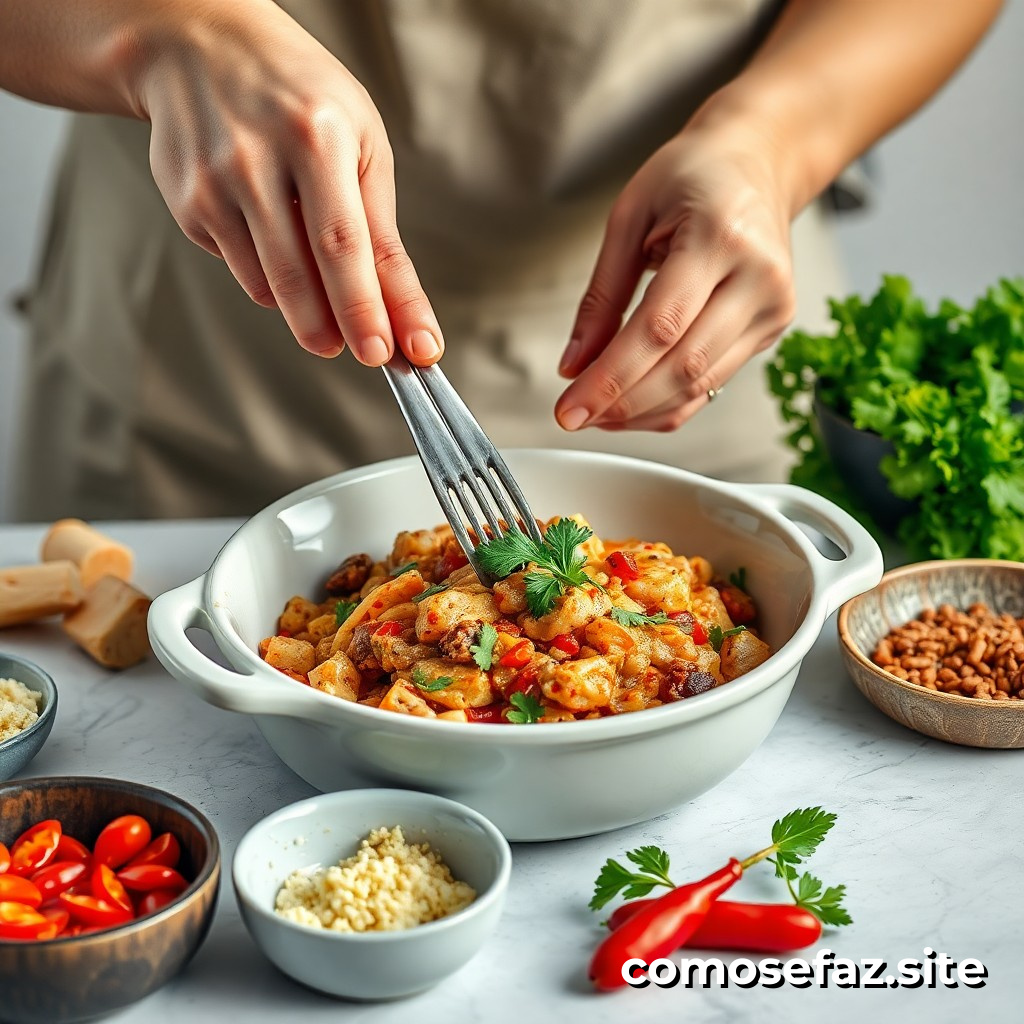 Preparando um Prato de Comida Saudável com Ingredientes Sazonais e Fermentados