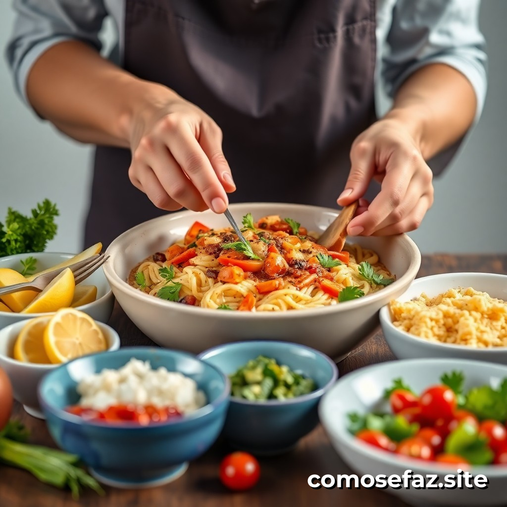 Preparando um Prato de Comida Saudável com Ingredientes Sustentáveis