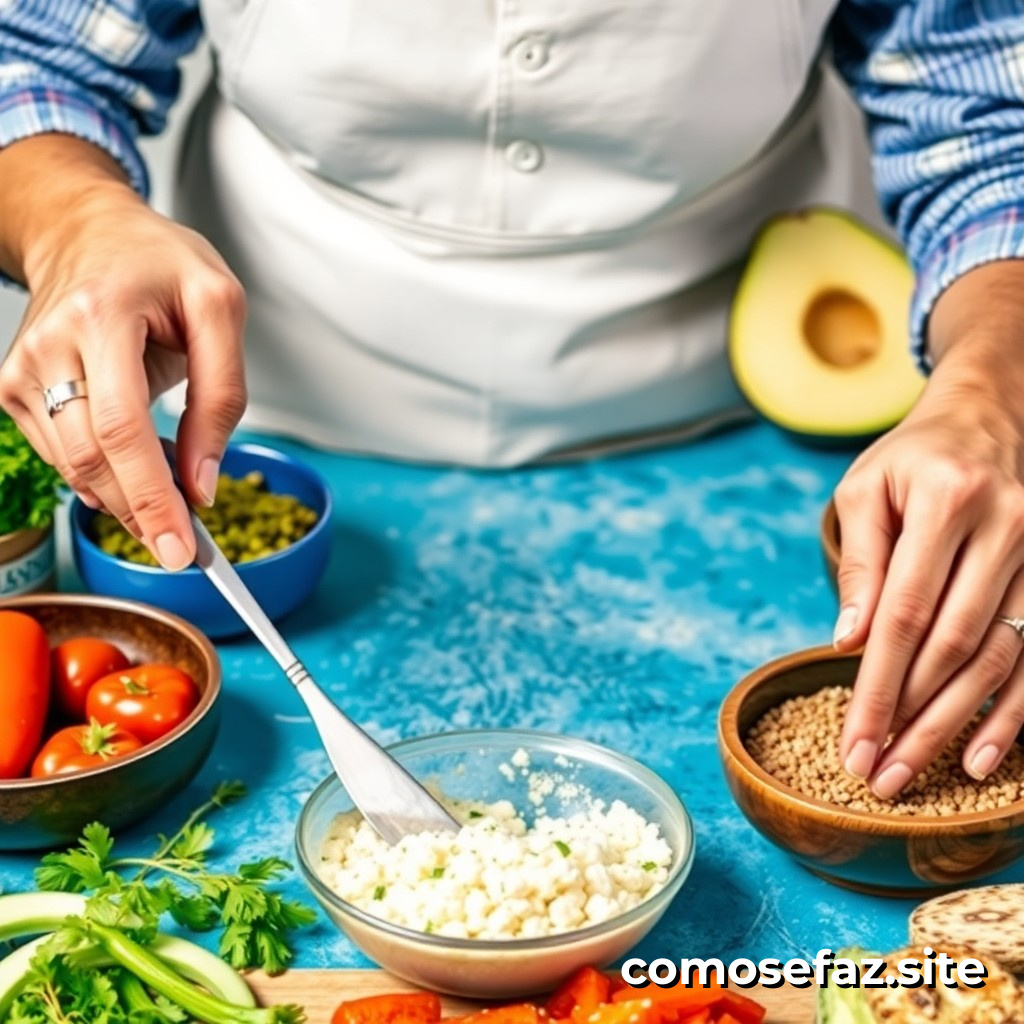 Preparando um Prato de Comida Saudável e Deliciosa com Ingredientes da Estação
