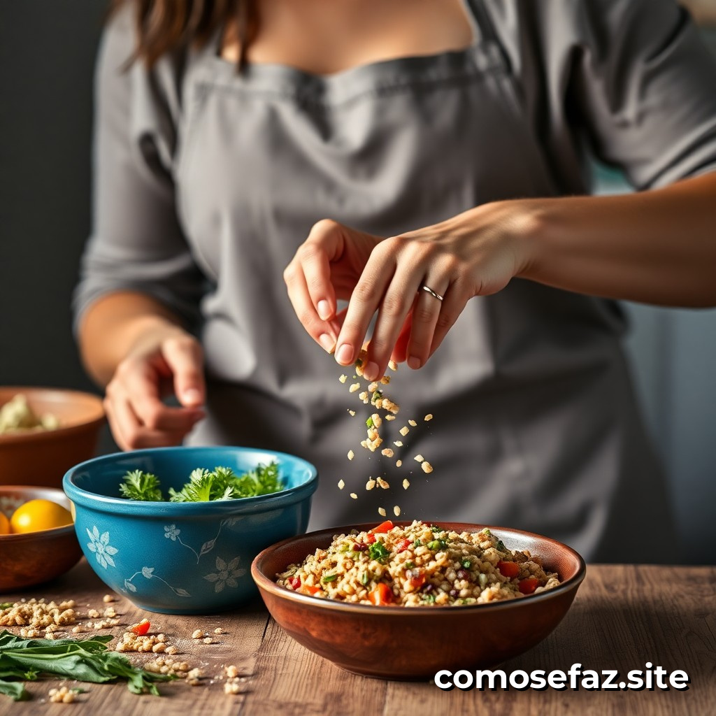 Preparando um Prato de Comida Saudável e Deliciosa com Ingredientes da Estação: Uma Receita de Quinoa e Legumes