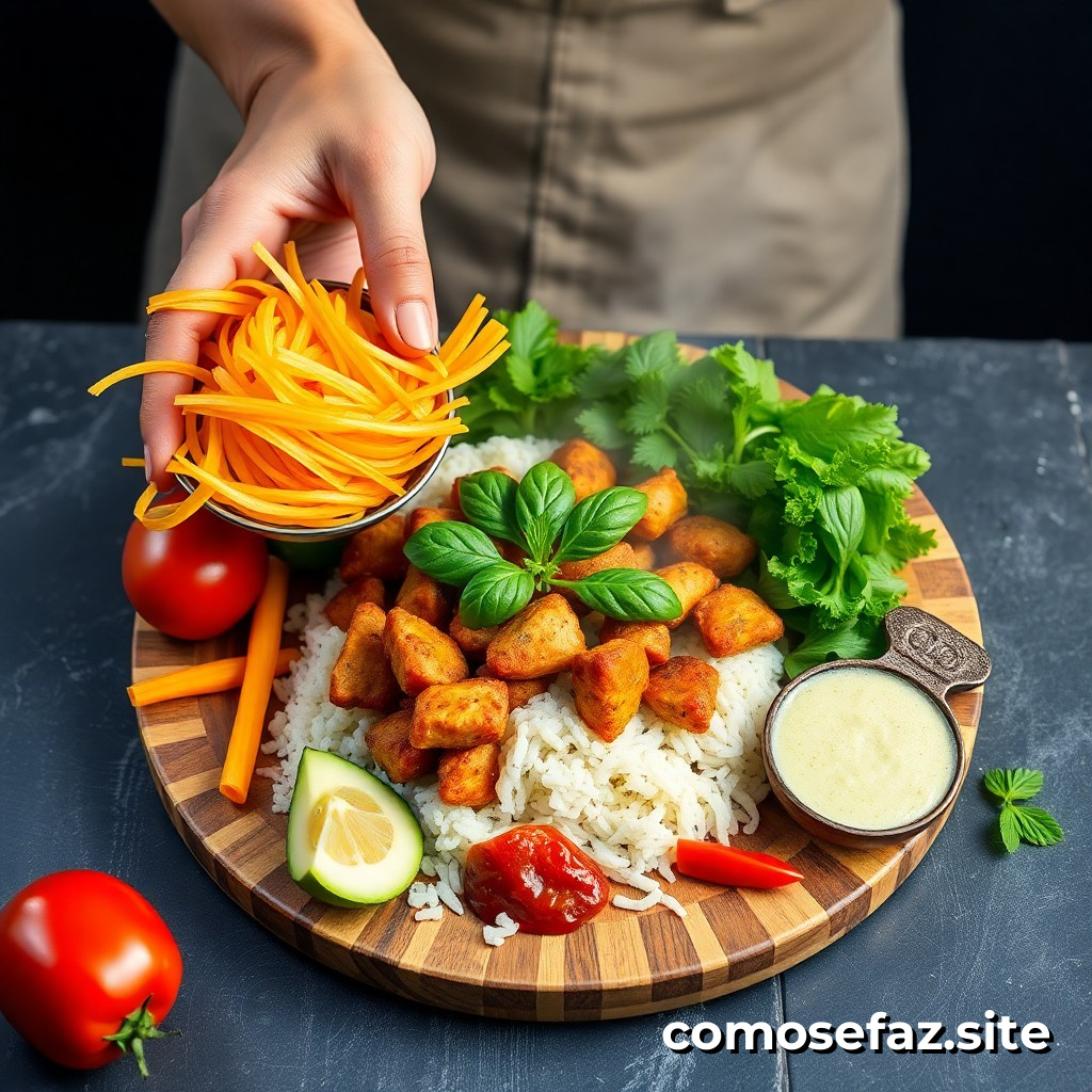 Preparando um Prato de Comida Saudável e Deliciosa com Ingredientes de Estação