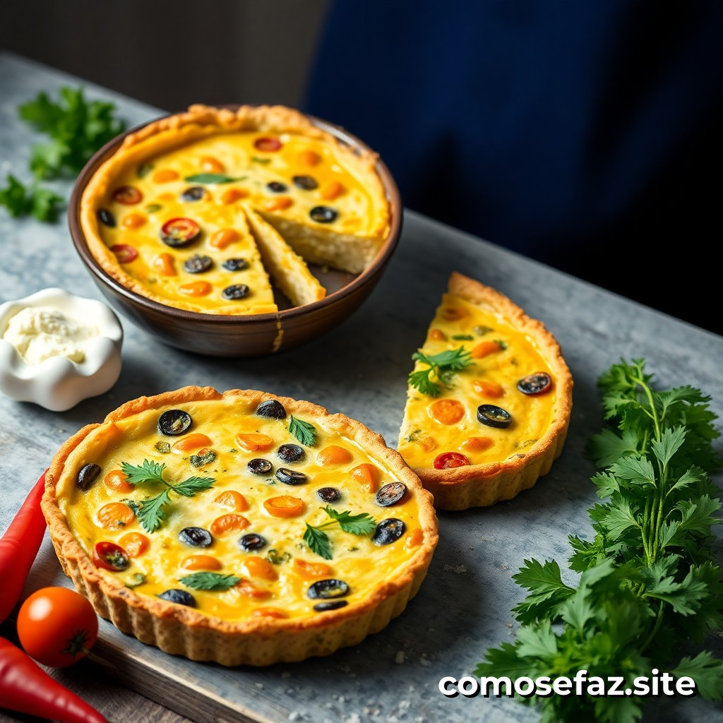 Preparando um Prato de Comida Saudável e Deliciosa com Ingredientes de Estação: Como Fazer um Quiche de Legumes sem Lácteos