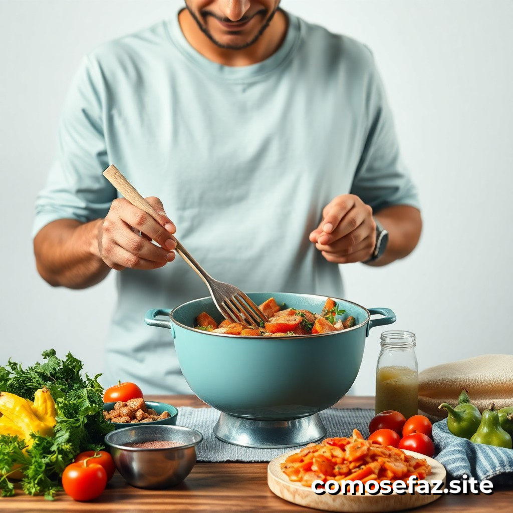 Preparando um Prato de Comida Saudável e Deliciosa com Ingredientes Sazonais e Locais