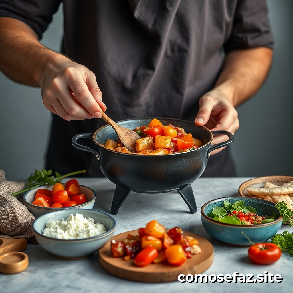Preparando um Prato de Comida Saudável e Deliciosa com Ingredientes Sazonais e Técnicas de Cozimento Inovadoras