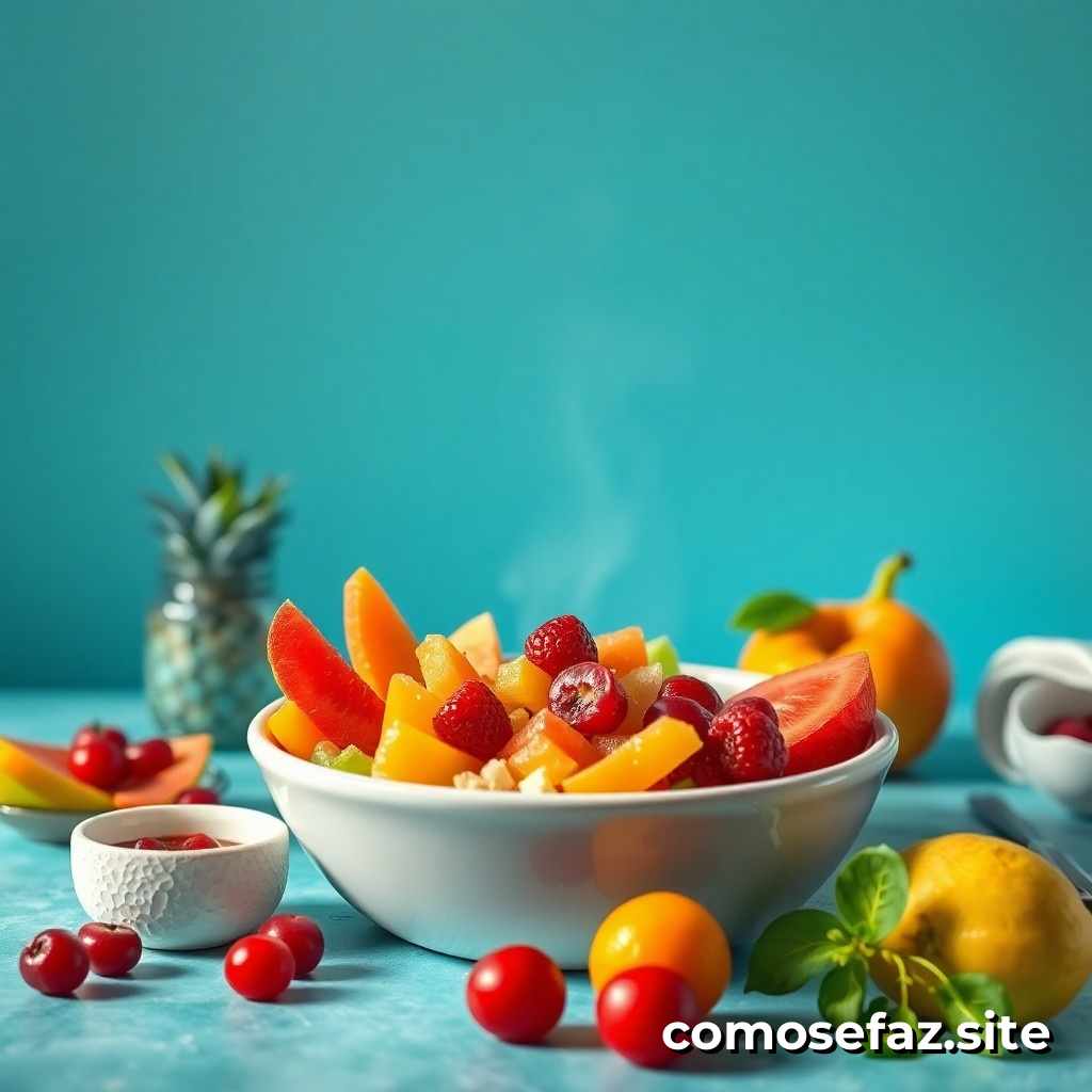 Preparando um Prato de Comida Saudável e Delicioso com Frutas de Estação